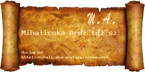 Mihalicska Arétász névjegykártya